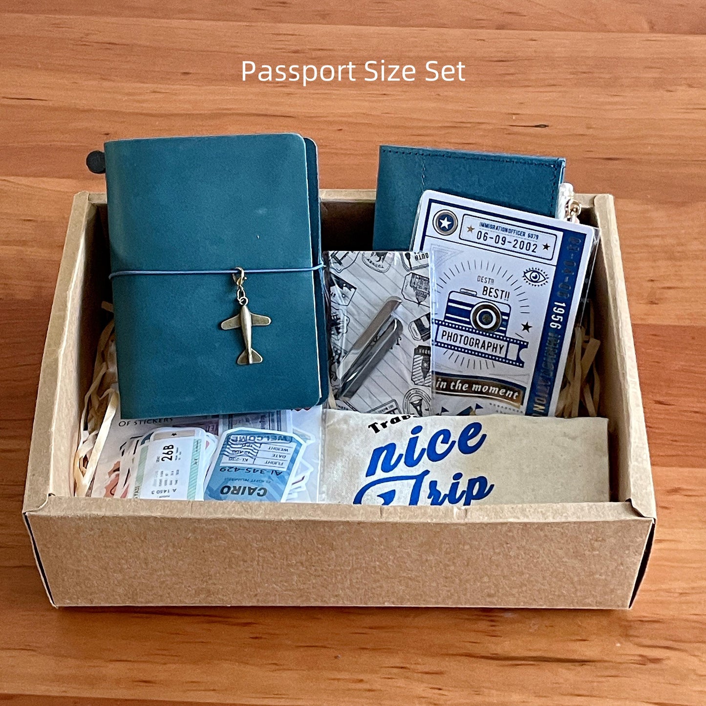 Travel Journal Bundle with Accessories | 100% Genuine Leather Standard Passport Size TN Cover | Travel Journal | Luxury Unique Gift Set