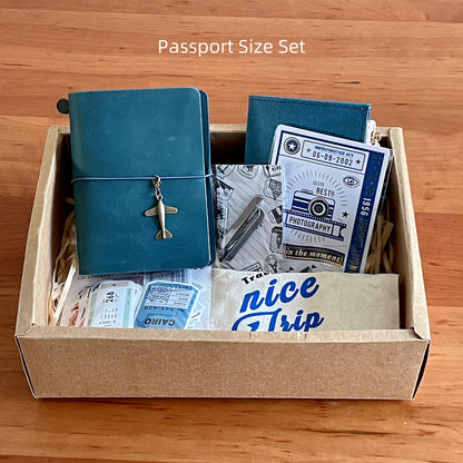 Travel Journal Bundle with Accessories | 100% Genuine Leather Standard Passport Size TN Cover | Travel Journal | Luxury Unique Gift Set