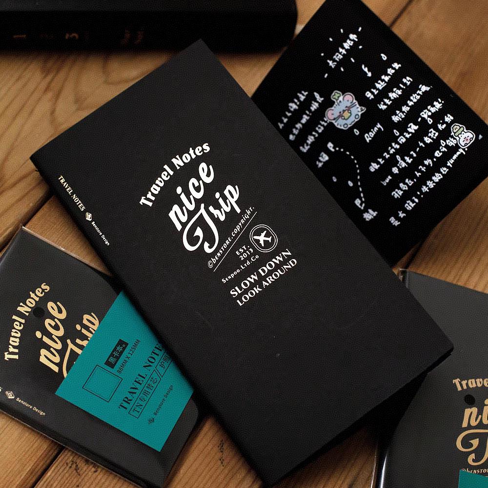 Black Blank Paper TN Travel Journal Refills | Standard Passport Size Inserts | Travel Journal Planner | Travel Journal Accessories