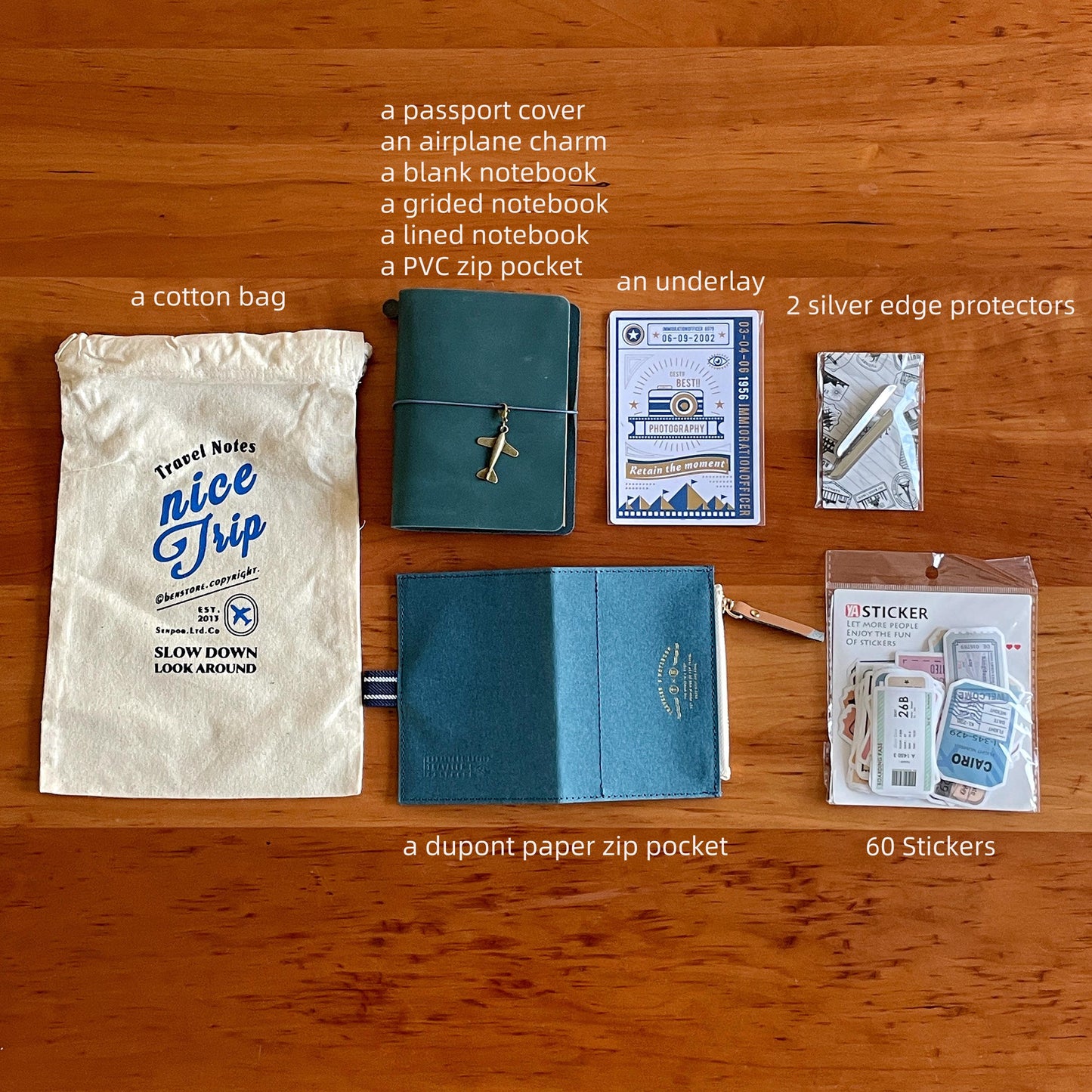 Travel Journal Bundle with Accessories | 100% Genuine Leather Standard Passport Size TN Cover | Travel Journal | Luxury Unique Gift Set