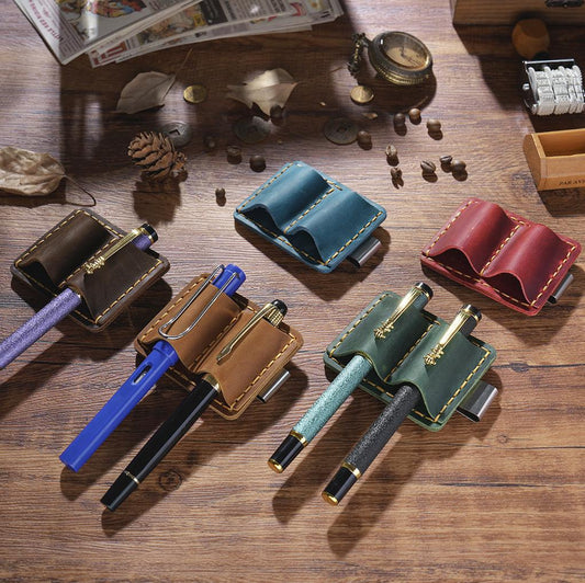 Handmade 100% Genuine Leather 2-Pen Holder Clip Books & Notebooks | Pen Loop | Pen Organizer | Notebook Pencil Holder | Journal Accessory