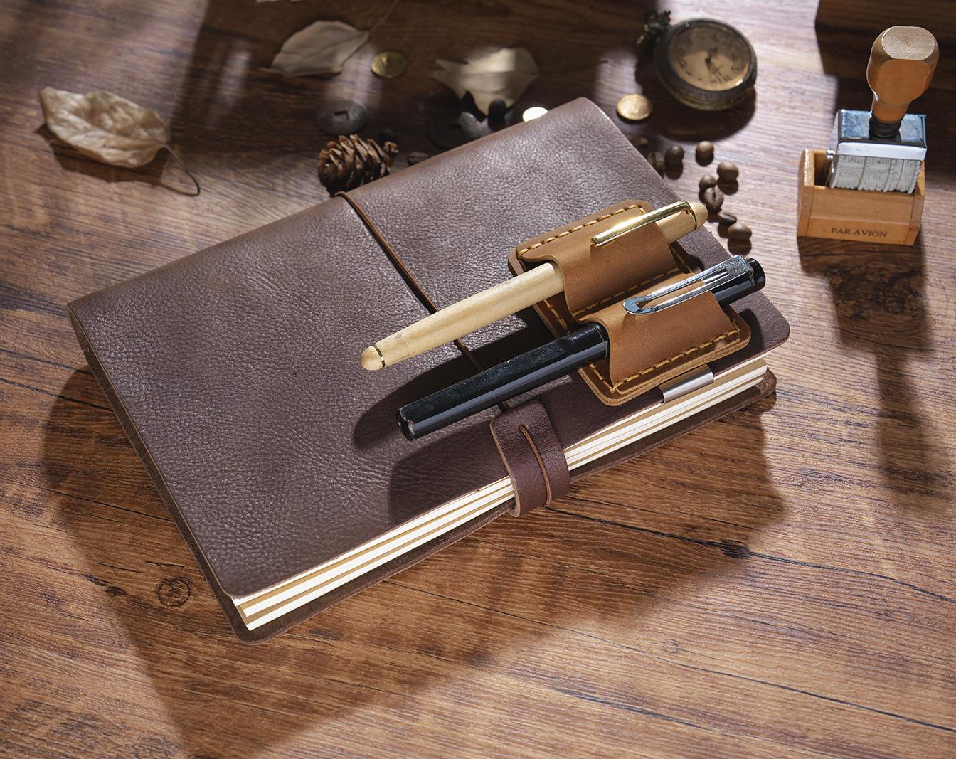 Handmade 100% Genuine Leather 2-Pen Holder Clip Books & Notebooks | Pen Loop | Pen Organizer | Notebook Pencil Holder | Journal Accessory
