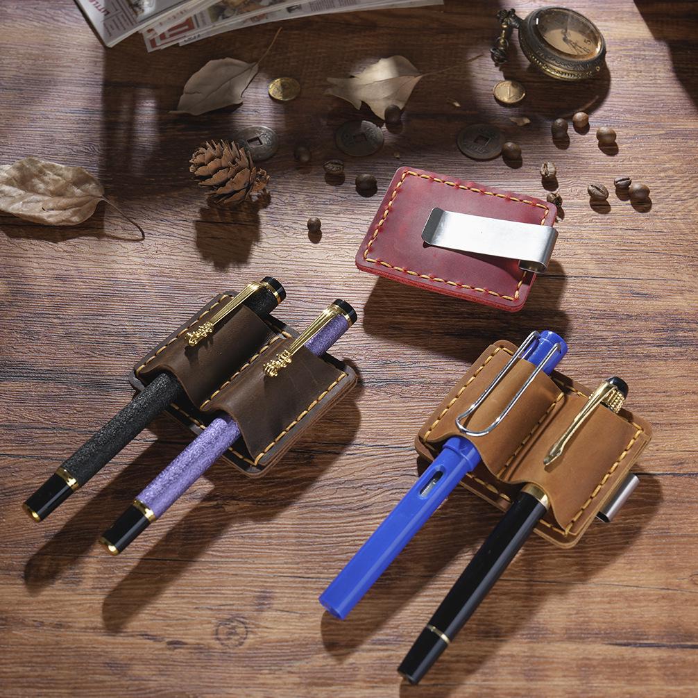 Handmade 100% Genuine Leather 2-Pen Holder Clip Books & Notebooks | Pen Loop | Pen Organizer | Notebook Pencil Holder | Journal Accessory
