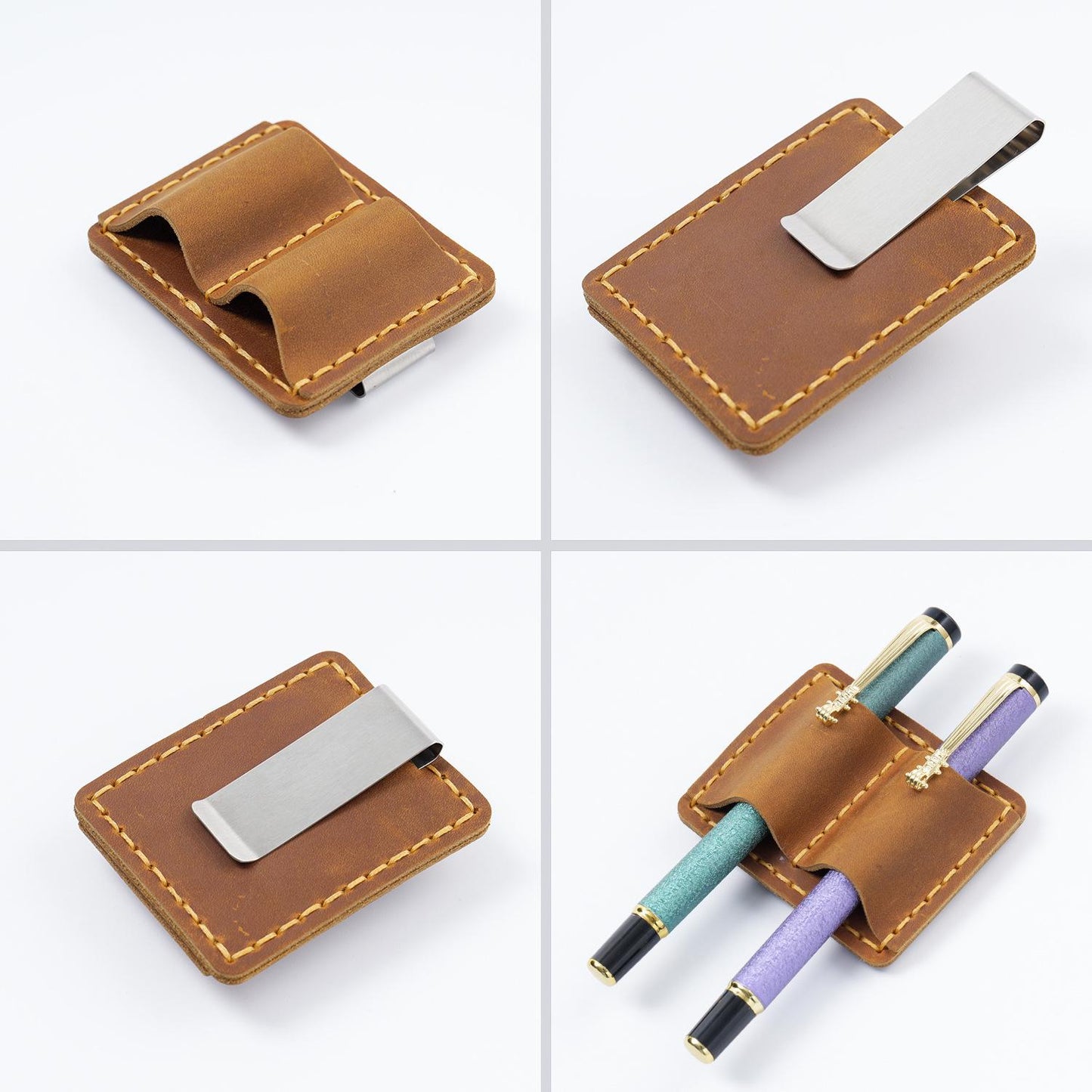 Handmade 100% Genuine Leather 2-Pen Holder Clip Books & Notebooks | Pen Loop | Pen Organizer | Notebook Pencil Holder | Journal Accessory