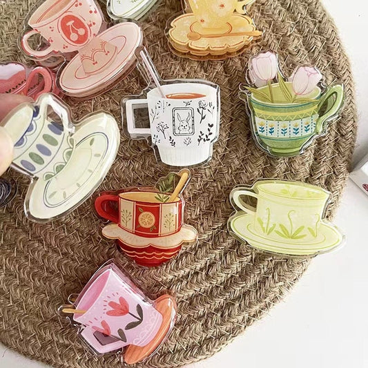 Cute Cup Acrylic Journal Clips - Strong Paper Clip for Stationery Scrapbooking and Planner Supplies