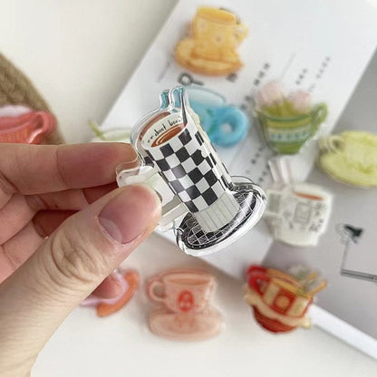 Cute Cup Acrylic Journal Clips - Strong Paper Clip for Stationery Scrapbooking and Planner Supplies