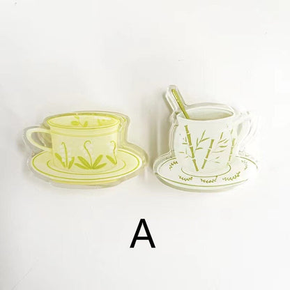 Cute Cup Acrylic Journal Clips - Strong Paper Clip for Stationery Scrapbooking and Planner Supplies