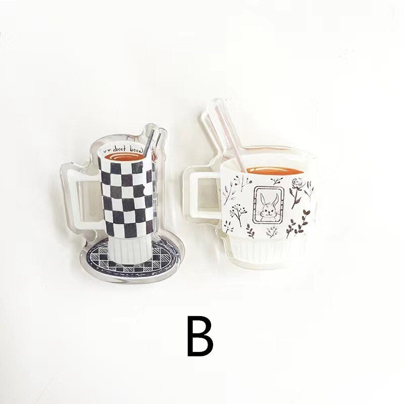 Cute Cup Acrylic Journal Clips - Strong Paper Clip for Stationery Scrapbooking and Planner Supplies