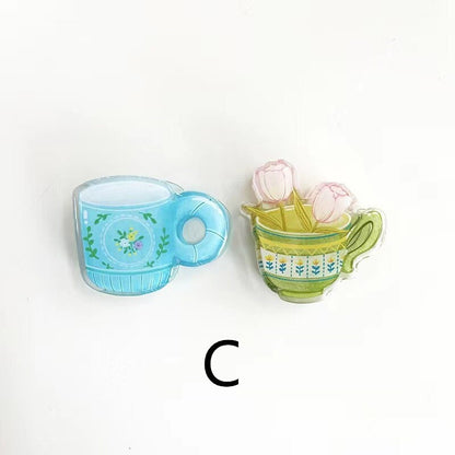 Cute Cup Acrylic Journal Clips - Strong Paper Clip for Stationery Scrapbooking and Planner Supplies
