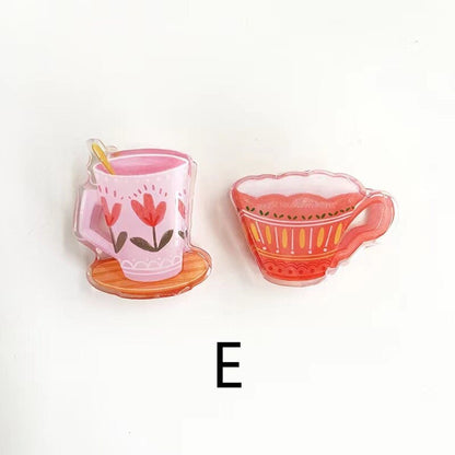 Cute Cup Acrylic Journal Clips - Strong Paper Clip for Stationery Scrapbooking and Planner Supplies