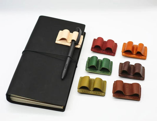 Handmade Leather 2-Pen Holder Clip Books & Notebooks | Pen Loop | Pen Organizer | Notebook Pencil Holder | Journal Accessory | Writing Tools