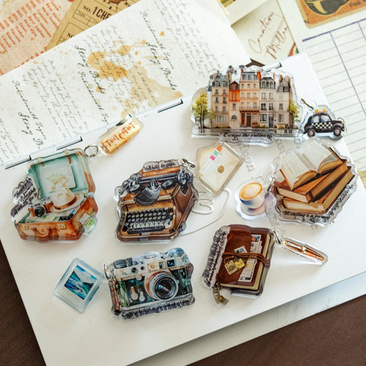 Retro Acrylic Clips | Journey Camera Coffee | Strong Paper Clips | Cute Journal Supplies Planner Traveler's Notebook Accessories