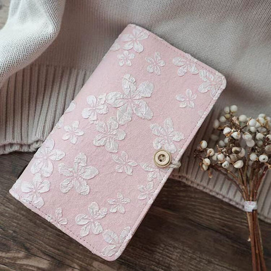 Retro Cotton Fabrics Pink Flower  Travel Journal TN Cover Set | Standard Portable Size | Vintage Travel Journal | Gift for Her Him