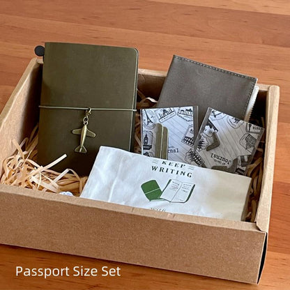 Travel Journal Bundle with Accessories | 100% Genuine Leather Standard Passport Size TN Cover | Travel Journal | Luxury Unique Gift Set