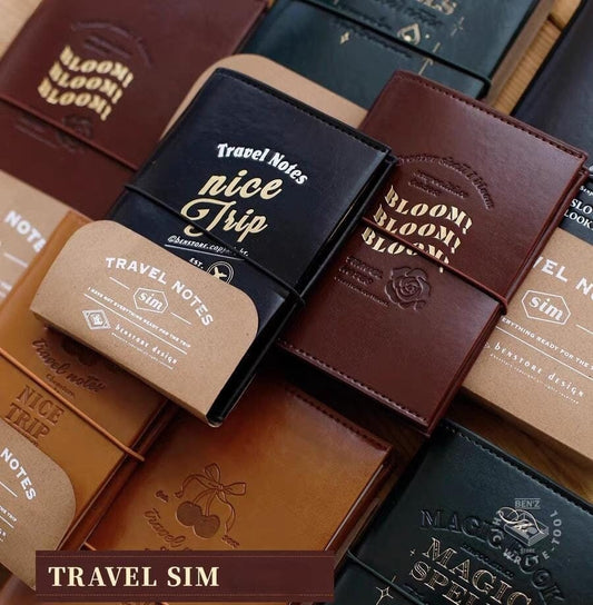 Retro Travel Journal Set | Passport Standard Size | TN Cover | Travel Journal | Notebook Journaling Supplies | Luxury Gift for Her