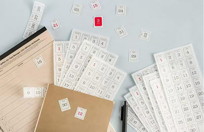 12 Sheets Date Daily Calendar Stickers | 2025 Calendar | Planner Accessories | Bullet Journal Collage Svrapbooking Supply