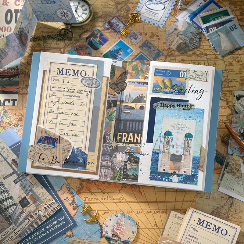 154pcs Vintage Global Travel Journal Set | A6 Notebook | Journal Collage Accessories Stickers | Strater Kit | Travel Lover Gift