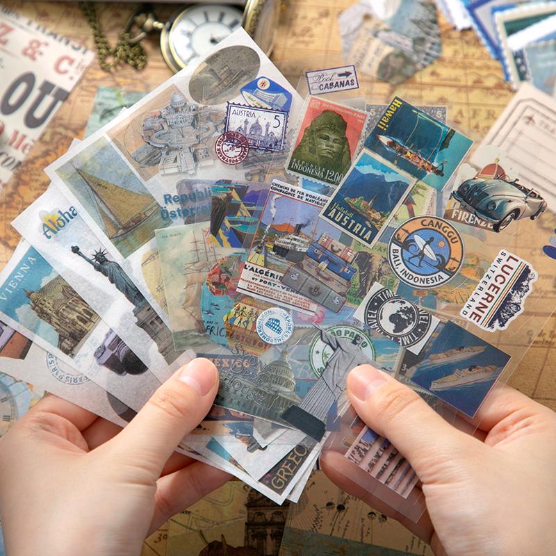 154pcs Vintage Global Travel Journal Set | A6 Notebook | Journal Collage Accessories Stickers | Strater Kit | Travel Lover Gift