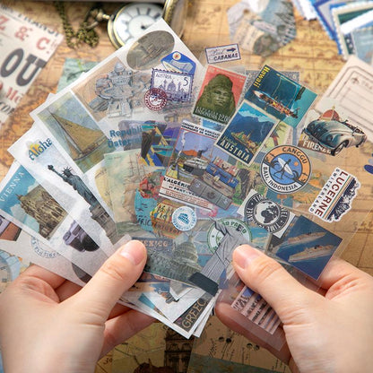 154pcs Vintage Global Travel Journal Set | A6 Notebook | Journal Collage Accessories Stickers | Strater Kit | Travel Lover Gift