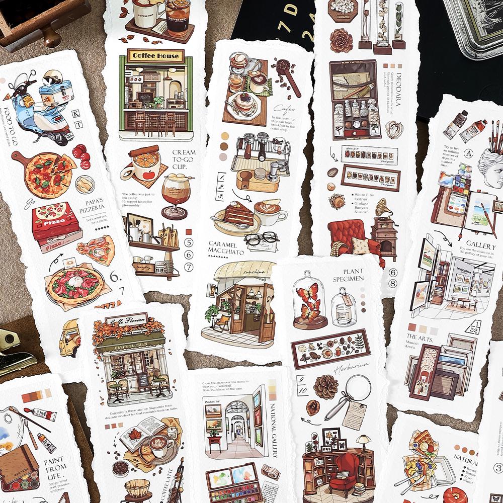 Handdrawn Retro Time Traveler Decorative Sticker｜Coffee Food Art Stationery Stickers | Collage Planner Junk Journal Scrapbooking Supplies