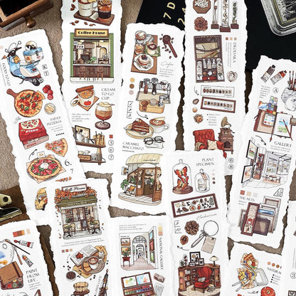 Handdrawn Retro Time Traveler Decorative Sticker｜Coffee Food Art Stationery Stickers | Collage Planner Junk Journal Scrapbooking Supplies