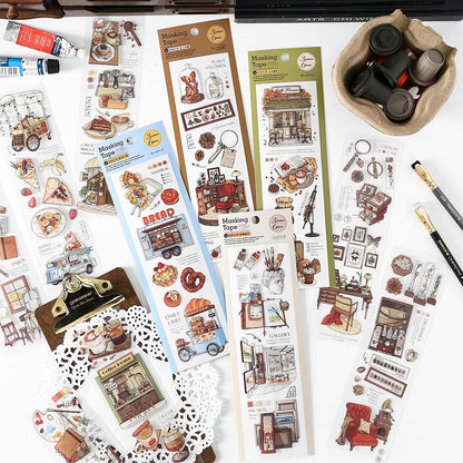 Handdrawn Retro Time Traveler Decorative Sticker｜Coffee Food Art Stationery Stickers | Collage Planner Junk Journal Scrapbooking Supplies