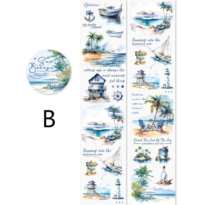 Seaside Beach Tape | Travel PET Tape | Decorative Tape Roll | Travel Theme Tape | Gift Wrapping | Travel Planner Journal