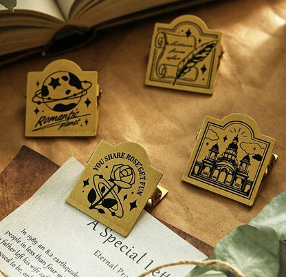 Retro Brass Metal Clips | Strong Paper Clip | Traveler's Notebook TN | Stationery Journal Scrapbooking Notebook Planner Accessories Supplies
