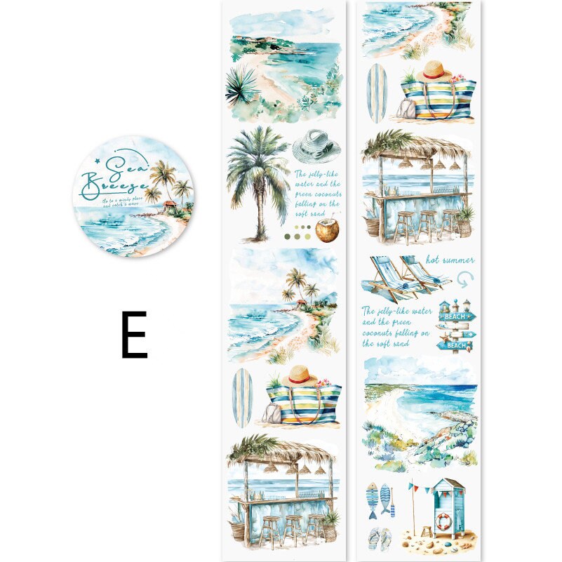 Seaside Beach Tape | Travel PET Tape | Decorative Tape Roll | Travel Theme Tape | Gift Wrapping | Travel Planner Journal