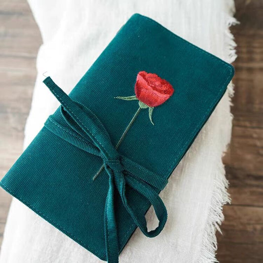Retro Corduroy Rose Travel Journal TN Cover Set | Standard Portable Size | Vintage Travel Journal | Gift for Her Him