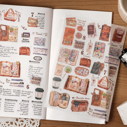 Retro Life Aesthetics Stickers | Coffe Stickers | Travel Journal Sticker Set | Coffee Plant Junk Journal Stickers | Scrapbooking Supplies