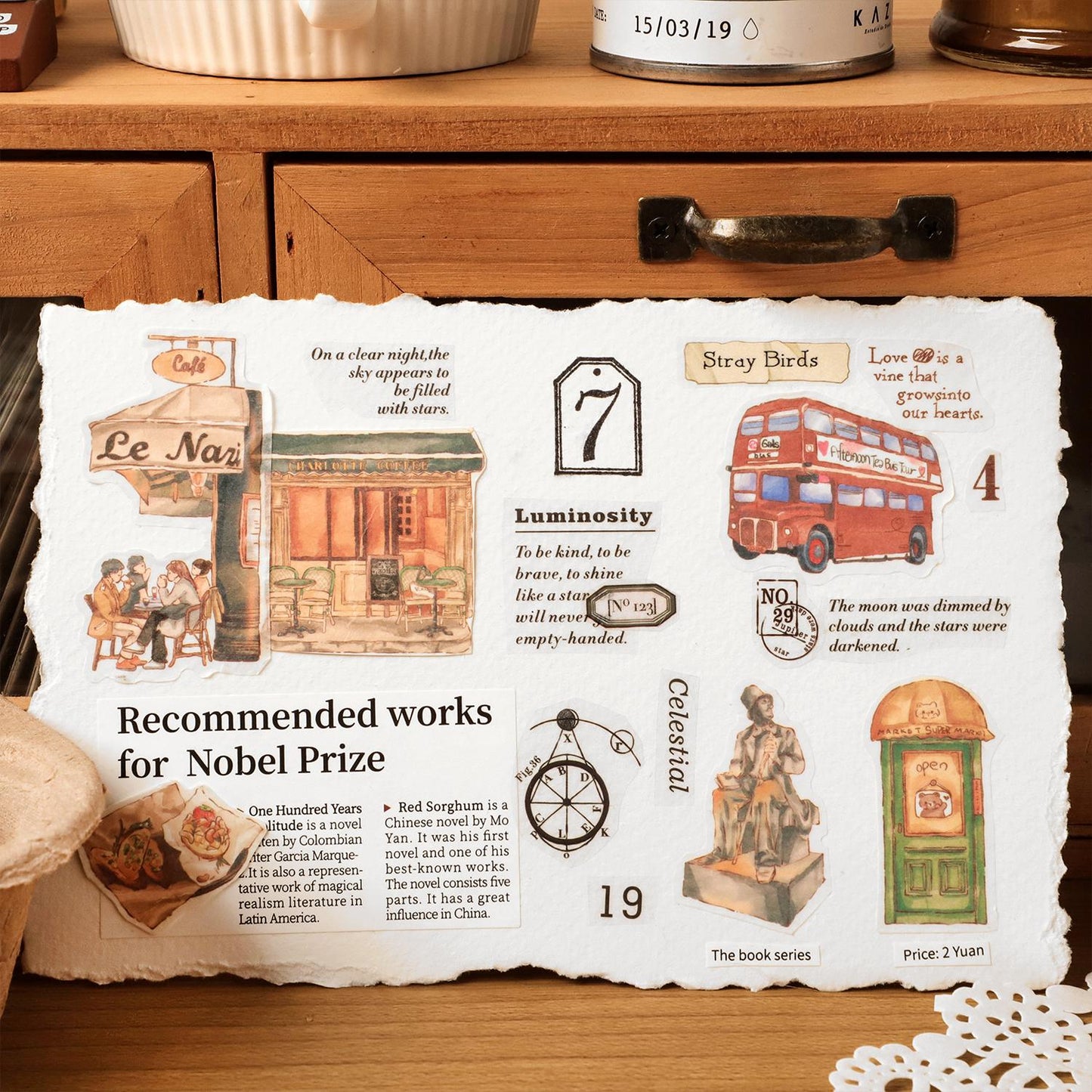 Retro Life Aesthetics Stickers | Coffe Stickers | Travel Journal Sticker Set | Coffee Plant Junk Journal Stickers | Scrapbooking Supplies