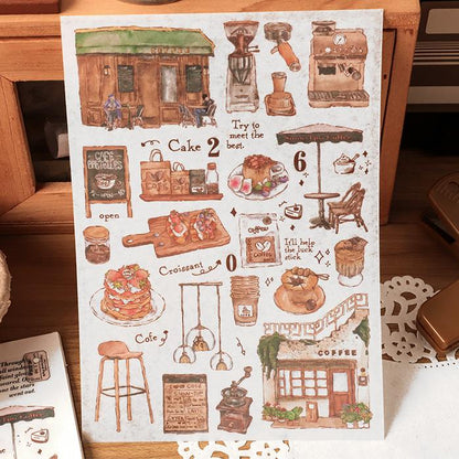 Retro Life Aesthetics Stickers | Coffe Stickers | Travel Journal Sticker Set | Coffee Plant Junk Journal Stickers | Scrapbooking Supplies