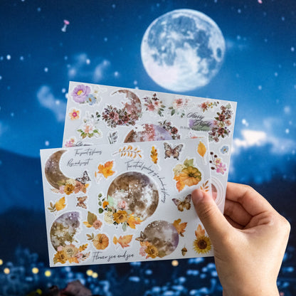 Beautiful Moon Transfer Stickers | Rub-on Stickers | Print-on Stickers | Journal Scrapbooking Collage Crafting Supplies