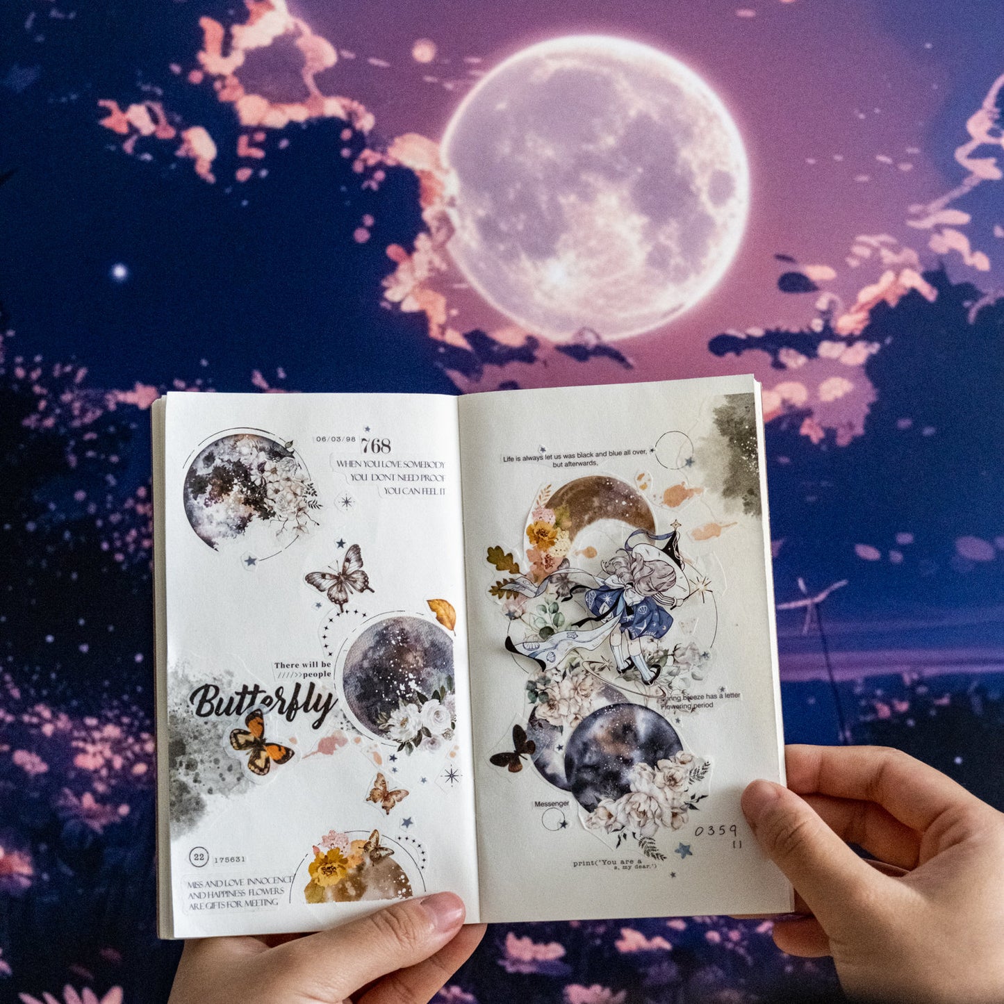 Beautiful Moon Transfer Stickers | Rub-on Stickers | Print-on Stickers | Journal Scrapbooking Collage Crafting Supplies