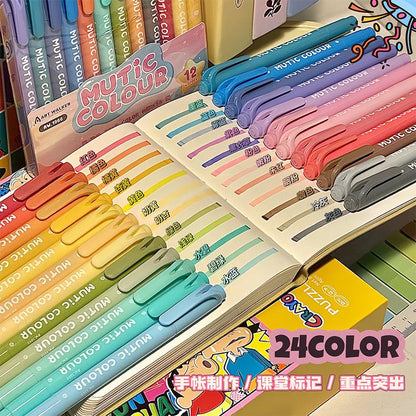 Multi Color Dual Tip Highlighter Pens | Cute Highlighters Marker Pen | Journal Reading Drawing Pens | Study Writing Supplies Back to School