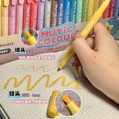 Multi Color Dual Tip Highlighter Pens | Cute Highlighters Marker Pen | Journal Reading Drawing Pens | Study Writing Supplies Back to School
