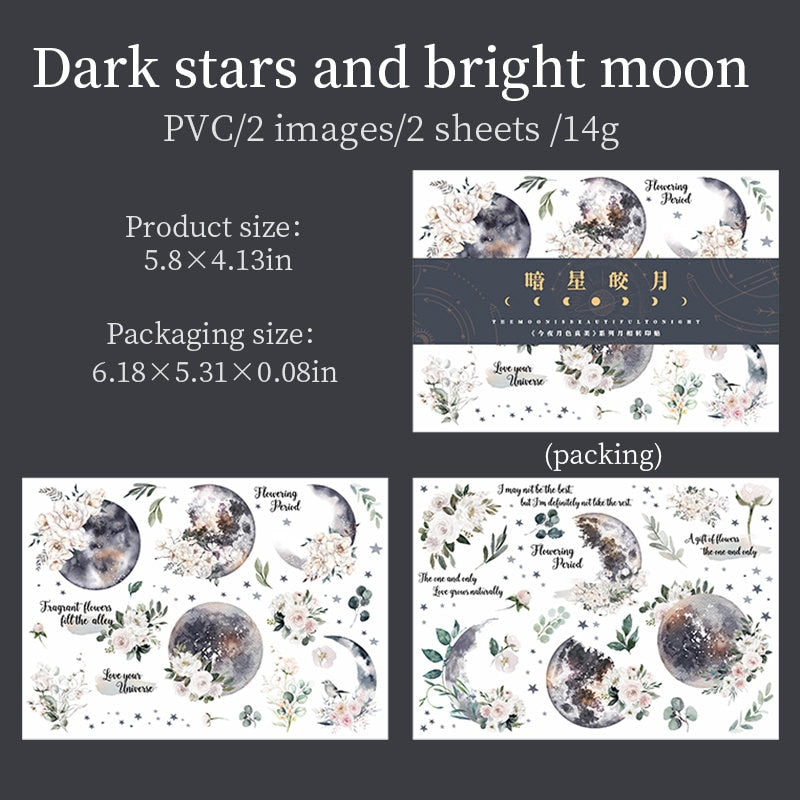 Beautiful Moon Transfer Stickers | Rub-on Stickers | Print-on Stickers | Journal Scrapbooking Collage Crafting Supplies