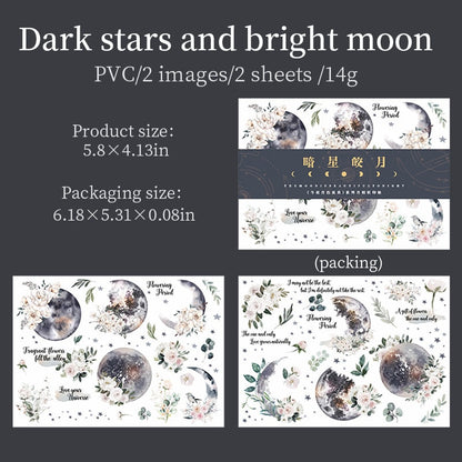 Beautiful Moon Transfer Stickers | Rub-on Stickers | Print-on Stickers | Journal Scrapbooking Collage Crafting Supplies