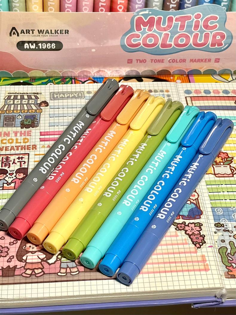Multi Color Dual Tip Highlighter Pens | Cute Highlighters Marker Pen | Journal Reading Drawing Pens | Study Writing Supplies Back to School