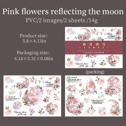 Beautiful Moon Transfer Stickers | Rub-on Stickers | Print-on Stickers | Journal Scrapbooking Collage Crafting Supplies