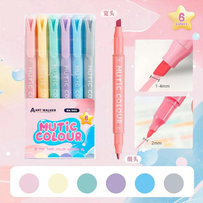 Multi Color Dual Tip Highlighter Pens | Cute Highlighters Marker Pen | Journal Reading Drawing Pens | Study Writing Supplies Back to School