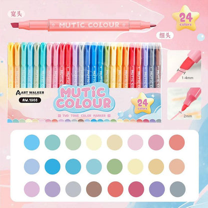 Multi Color Dual Tip Highlighter Pens | Cute Highlighters Marker Pen | Journal Reading Drawing Pens | Study Writing Supplies Back to School