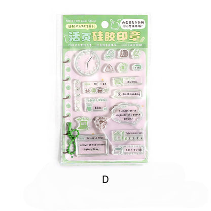 Daily Record Clear Stamp | Daily Plan Transparent Rubber Stamps | Cute Icon Calendar Tracker Checklist | Bullet Journal Planner Accessories