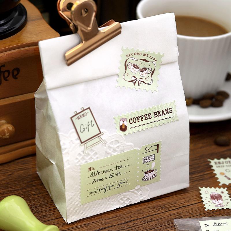 Retro Writable Stamp Stickers | Baking Coffee Journal Stationary Stickers | Journal Scrapbooking Collage Planner Accessories