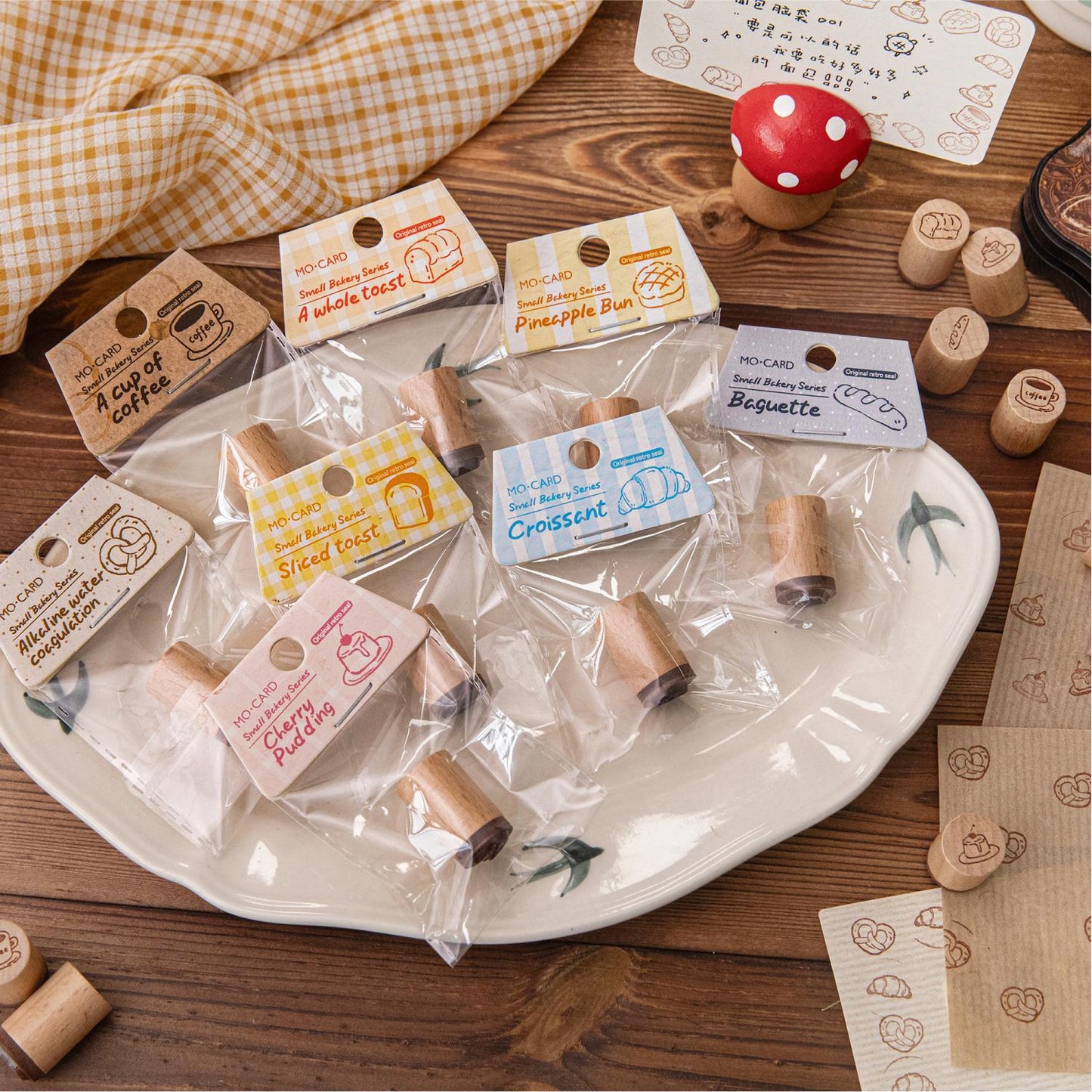 Cute Mini Coffee Bread  Rubber Stamp | Handdrawn Wooden Stamp Set | Daily Plan Food Tracker Planner Bullet Journal Stamps