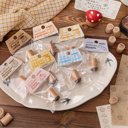 Cute Mini Coffee Bread  Rubber Stamp | Handdrawn Wooden Stamp Set | Daily Plan Food Tracker Planner Bullet Journal Stamps