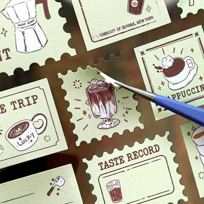 Retro Writable Stamp Stickers | Baking Coffee Journal Stationary Stickers | Journal Scrapbooking Collage Planner Accessories