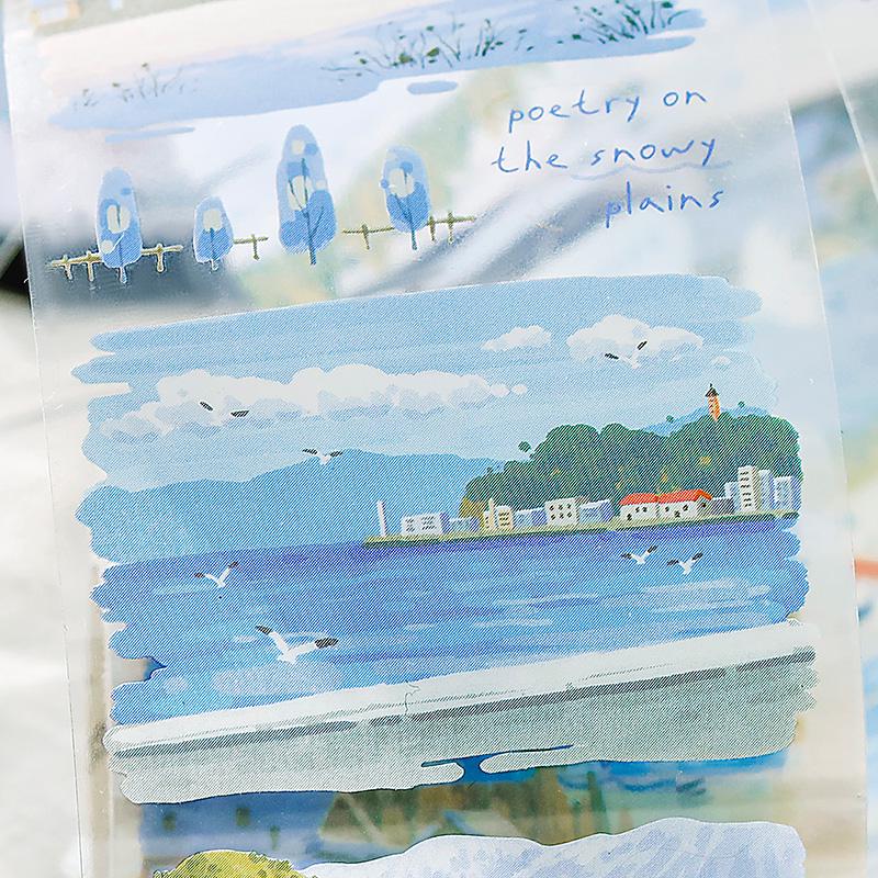 Natural Landscape Tape | Beautiful Scenery PET Tape Roll | Sea Forest Flower Travel Tape | Junk Journal Collage Planner Supplies