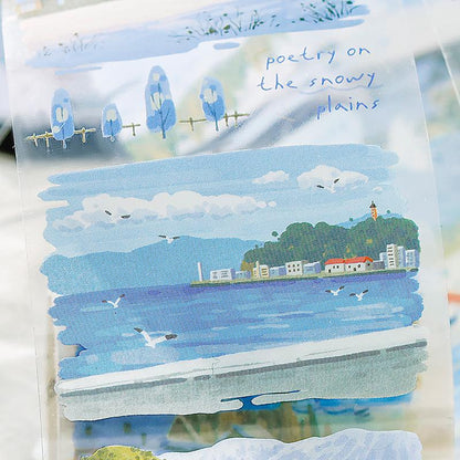 Natural Landscape Tape | Beautiful Scenery PET Tape Roll | Sea Forest Flower Travel Tape | Junk Journal Collage Planner Supplies